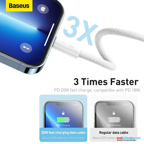 Baseus Dynamic Series 2M Fast Charging Data Cable Type-C to Lightning 20W White (6M)